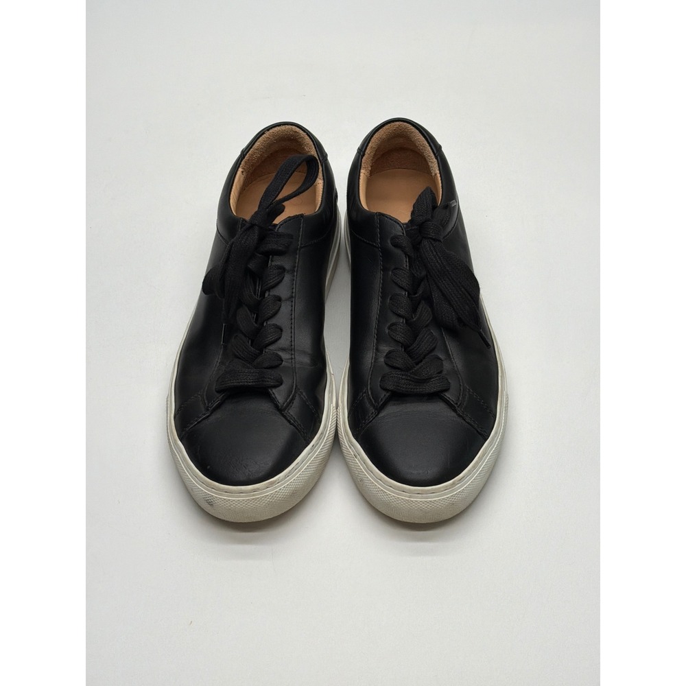 Koio Capri Onyx Black Leather Low Top Sneakers Made in Italy Womens Size 38